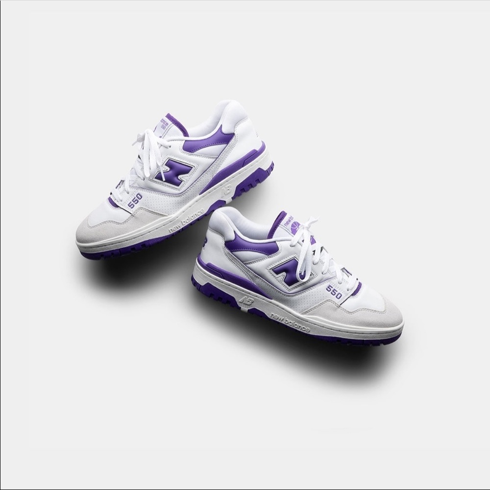 BNWT Size 9 - New Balance 550 Basketball Oxford Trainers White Purple Grey
